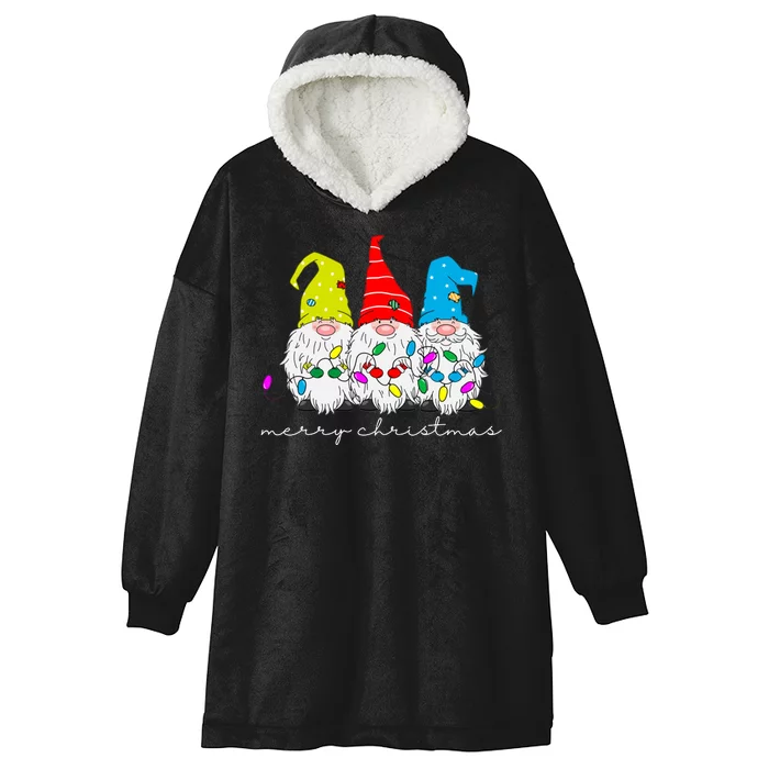 Merry Christmas Gnome Hooded Wearable Blanket