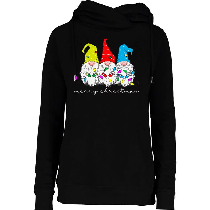 Merry Christmas Gnome Womens Funnel Neck Pullover Hood