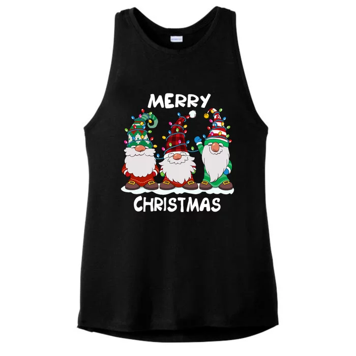 Merry Christmas Gnomes Xmas Family Ladies Tri-Blend Wicking Tank