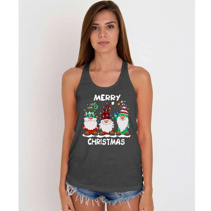 Merry Christmas Gnomes Xmas Family Women's Knotted Racerback Tank