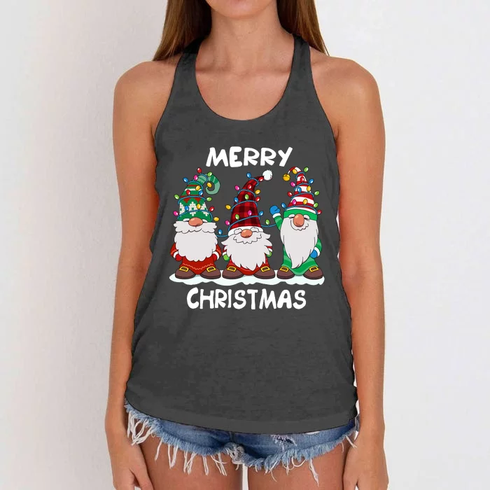 Merry Christmas Gnomes Xmas Family Women's Knotted Racerback Tank