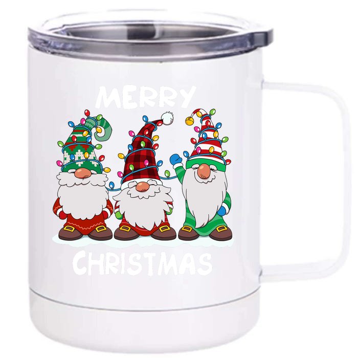 Merry Christmas Gnomes Xmas Family Front & Back 12oz Stainless Steel Tumbler Cup