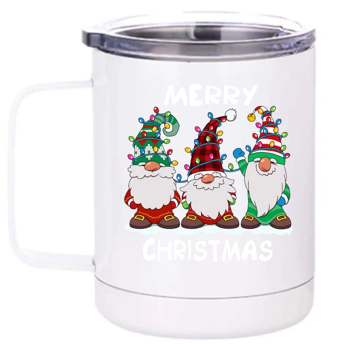 Merry Christmas Gnomes Xmas Family Front & Back 12oz Stainless Steel Tumbler Cup