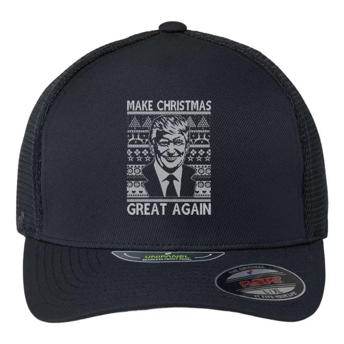 Make Christmas Great Again Funny Trump Ugly Flexfit Unipanel Trucker Cap