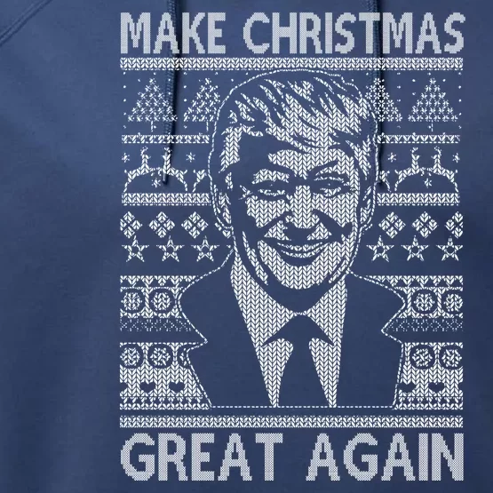 Make Christmas Great Again Funny Trump Ugly Performance Fleece Hoodie