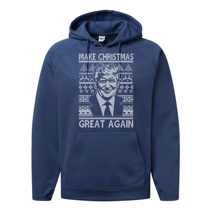 Make Christmas Great Again Funny Trump Ugly Performance Fleece Hoodie