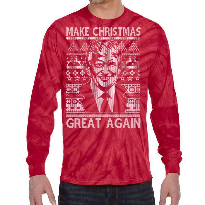 Make Christmas Great Again Funny Trump Ugly Tie-Dye Long Sleeve Shirt