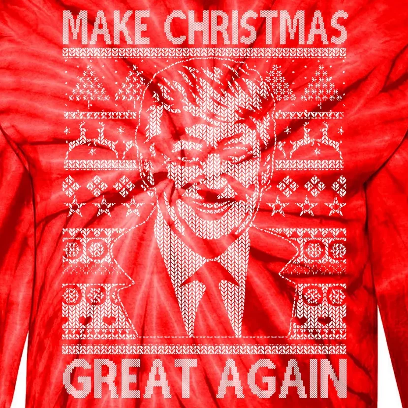 Make Christmas Great Again Funny Trump Ugly Tie-Dye Long Sleeve Shirt