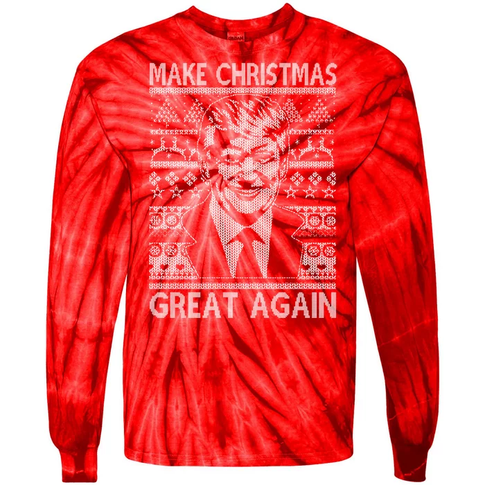 Make Christmas Great Again Funny Trump Ugly Tie-Dye Long Sleeve Shirt