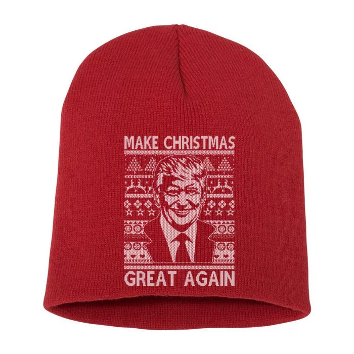 Make Christmas Great Again Funny Trump Ugly Short Acrylic Beanie