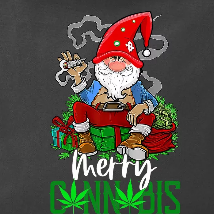 Merry Cannabis Gnome Smoking Cannabis Funny Christmas Zip Tote Bag