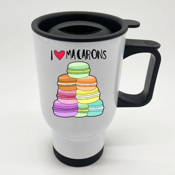 Macaroon Cool Gift French I Love Macaroon Gift Front & Back Stainless Steel Travel Mug