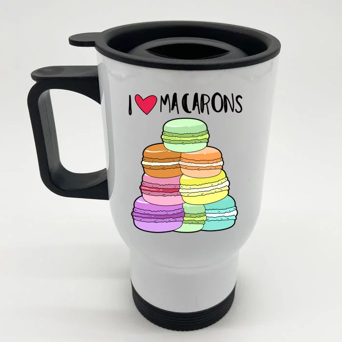 Macaroon Cool Gift French I Love Macaroon Gift Front & Back Stainless Steel Travel Mug