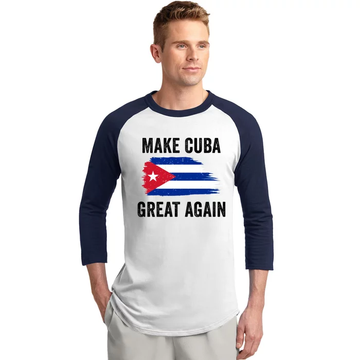 Make Cuba Great Again Cuban Flag Vintage Gift Baseball Sleeve Shirt