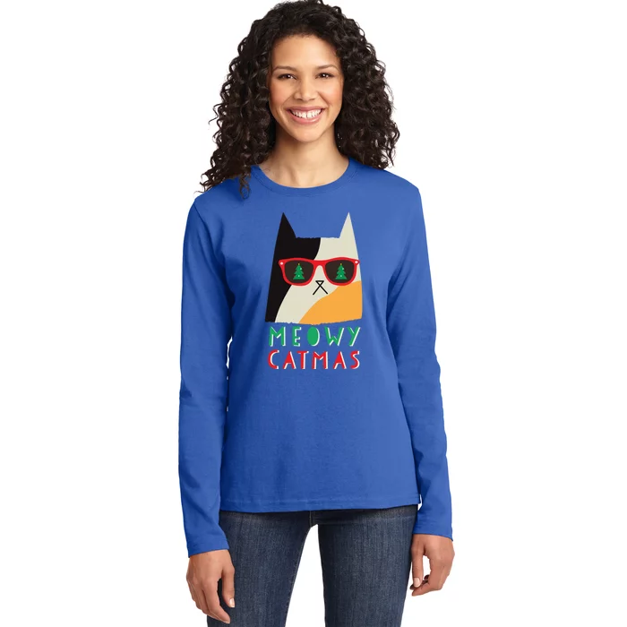 Meowy Catmas Great Gift Ladies Long Sleeve Shirt