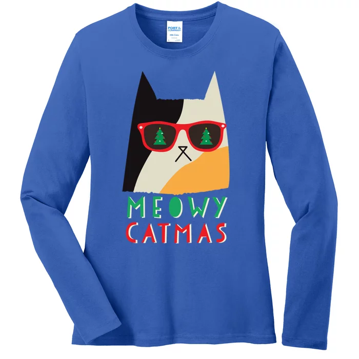 Meowy Catmas Great Gift Ladies Long Sleeve Shirt