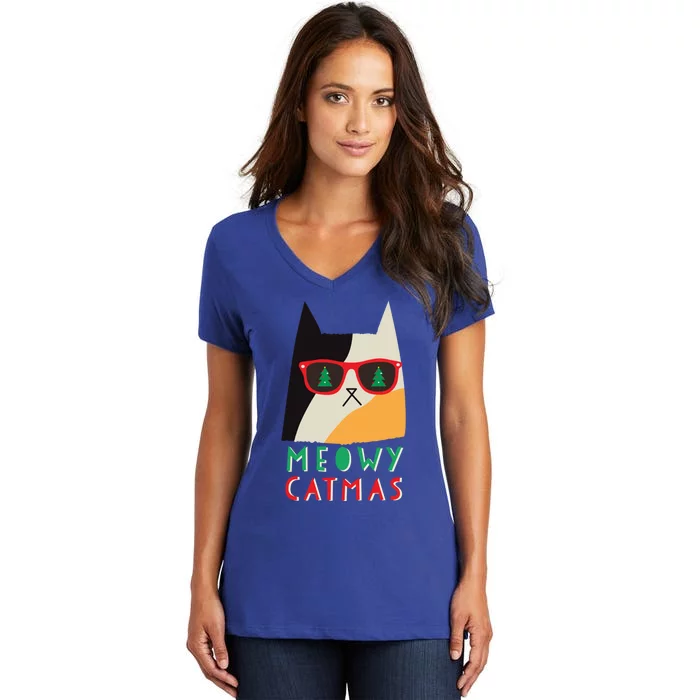 Meowy Catmas Great Gift Women's V-Neck T-Shirt