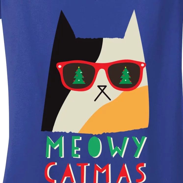 Meowy Catmas Great Gift Women's V-Neck T-Shirt