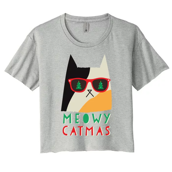 Meowy Catmas Great Gift Women's Crop Top Tee