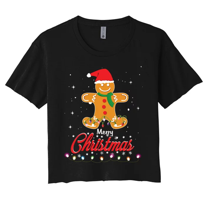 Merry Christmas Gingerbread Merry Christmas Cookie Bakers Women's Crop Top Tee