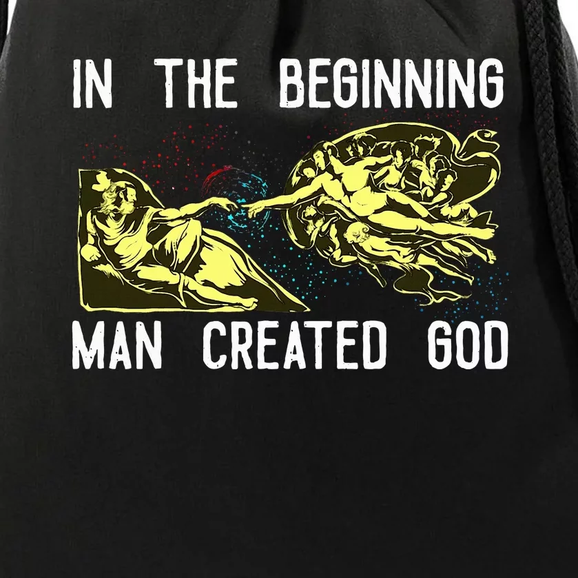 Man Created God God S Funny Anti Christian Drawstring Bag