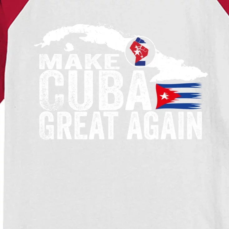 Make Cuba Great Again Free Sos Cuba Cuban Flag Funny Gift Kids Colorblock Raglan Jersey