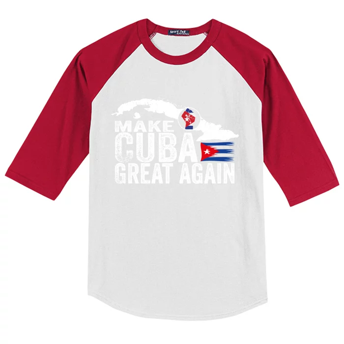 Make Cuba Great Again Free Sos Cuba Cuban Flag Funny Gift Kids Colorblock Raglan Jersey