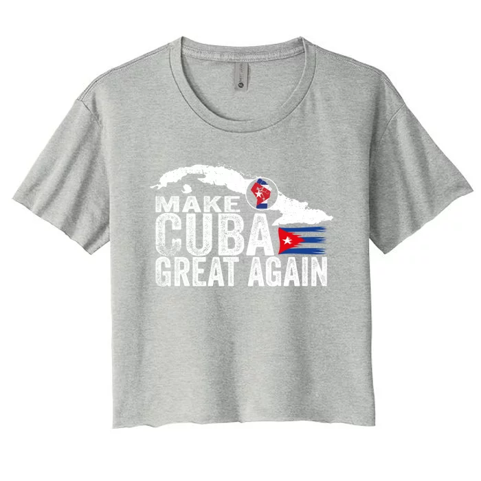 Make Cuba Great Again Free Sos Cuba Cuban Flag Funny Gift Women's Crop Top Tee