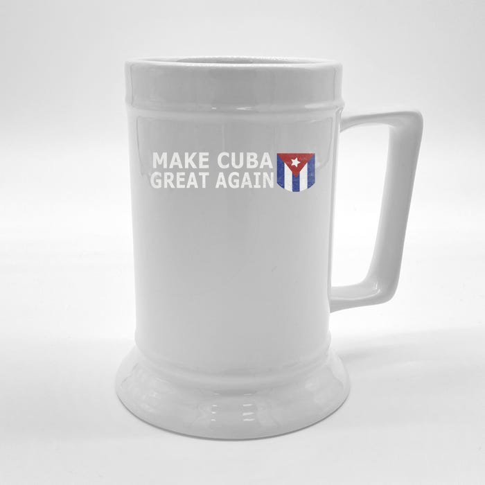 Make Cuba Great Again Tee Cuba Freedom Cuban Flag Vintage Gift Front & Back Beer Stein