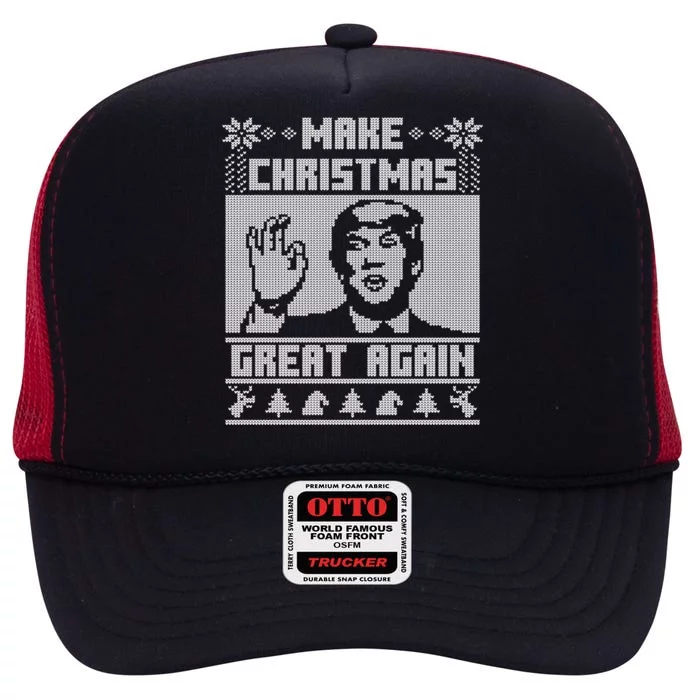 Make Christmas Great Again Trump Ugly Christmas Sweater Cool Gift High Crown Mesh Trucker Hat