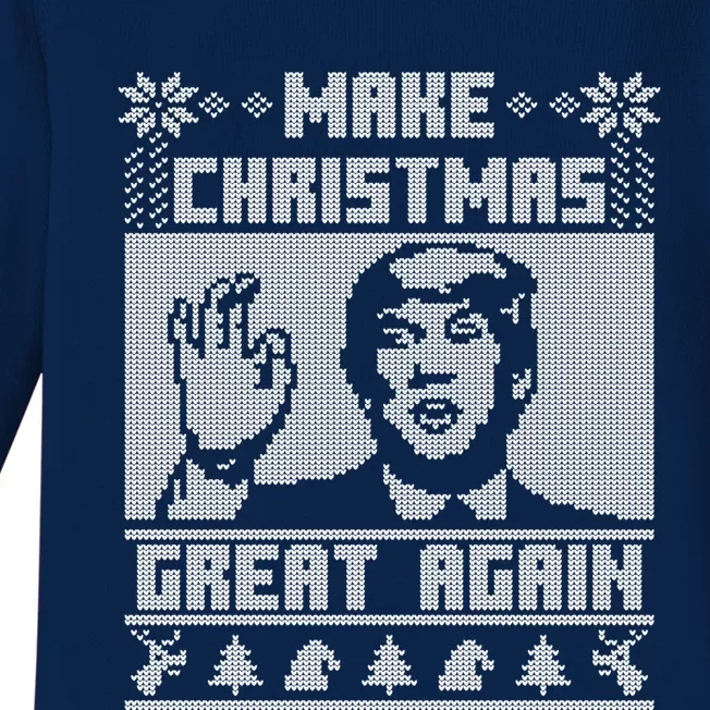 Make Christmas Great Again Trump Ugly Christmas Sweater Cool Gift Baby Long Sleeve Bodysuit