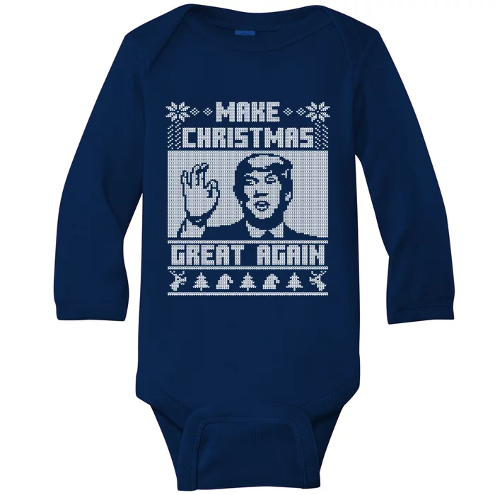 Make Christmas Great Again Trump Ugly Christmas Sweater Cool Gift Baby Long Sleeve Bodysuit