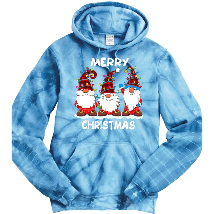 Merry Christmas Gnomes Lover Xmas Funny Santa Xmas Holiday Tie Dye Hoodie