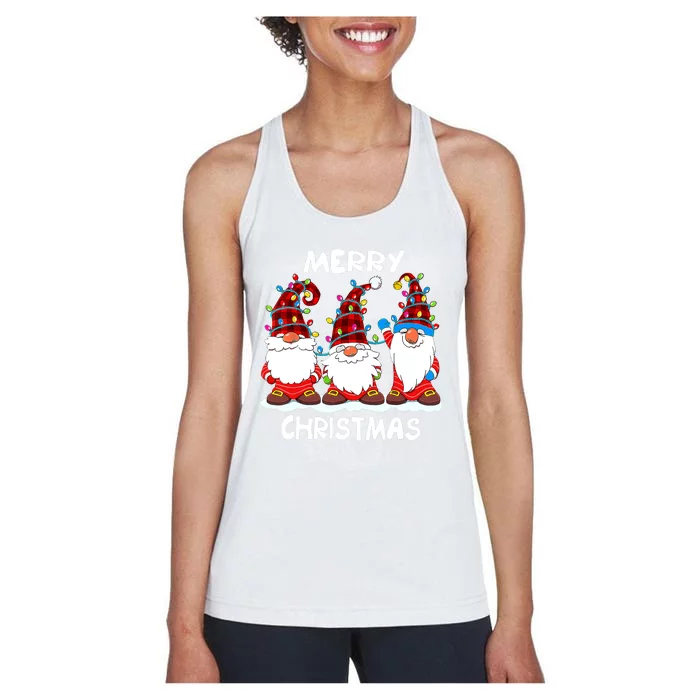 Merry Christmas Gnomes Lover Xmas Funny Santa Xmas Holiday Women's Racerback Tank