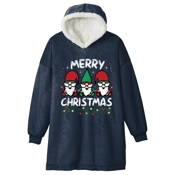 Merry Christmas Gnomes Gift Funny Xmas Family Gnomies Cool Gift Hooded Wearable Blanket