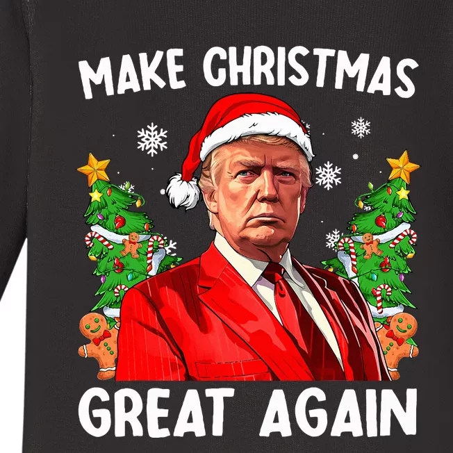 Make Christmas Great Again Santa Trump 2024 Baby Long Sleeve Bodysuit