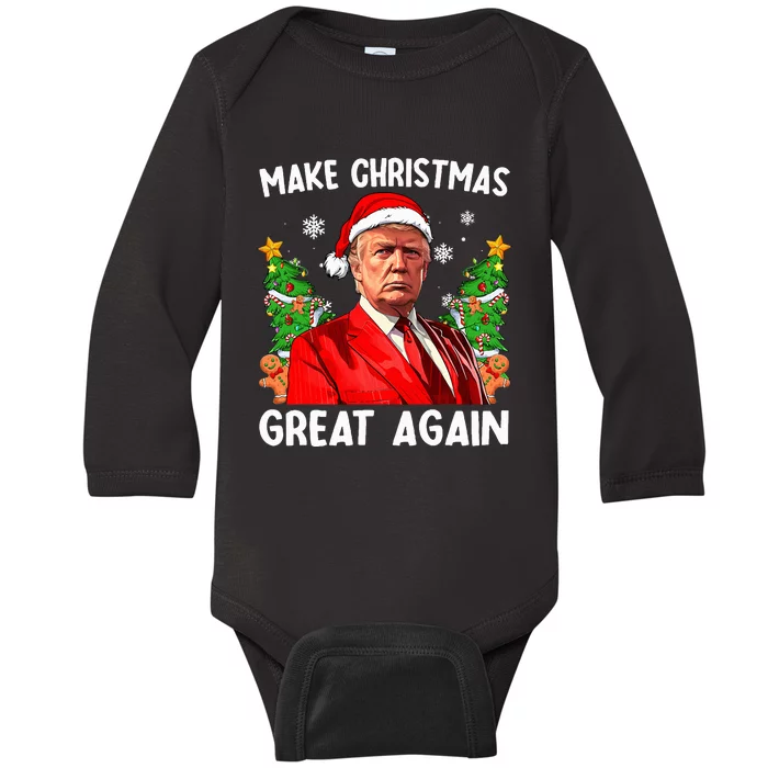 Make Christmas Great Again Santa Trump 2024 Baby Long Sleeve Bodysuit