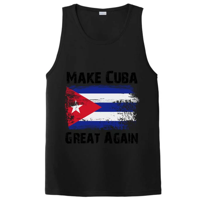 Make Cuba Great Again With Vintage Cuban Map Flag Cute Gift Performance Tank