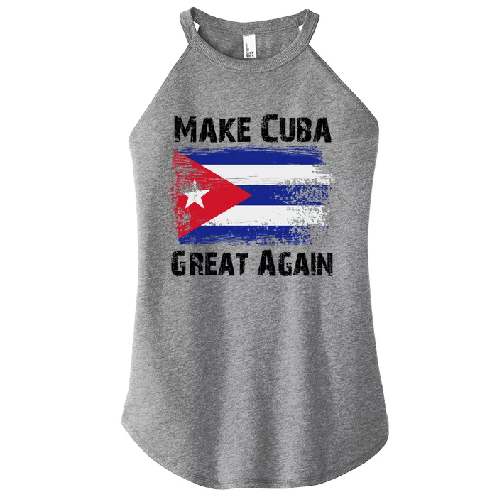 Make Cuba Great Again With Vintage Cuban Map Flag Cute Gift Women’s Perfect Tri Rocker Tank