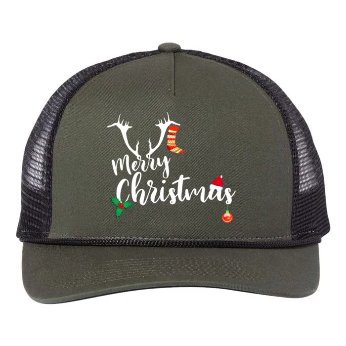 Merry Christmas Gift Retro Rope Trucker Hat Cap