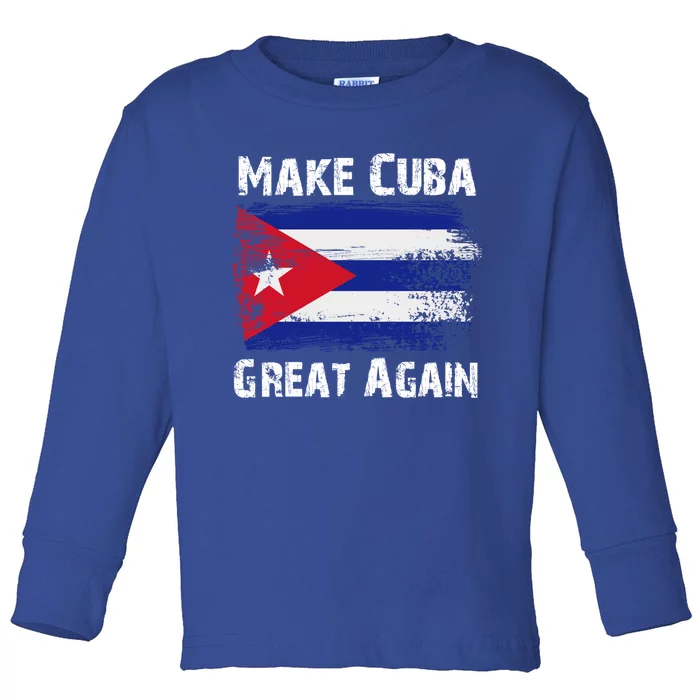 Make Cuba Great Again With Vintage Cuban Map Flag Funny Gift Toddler Long Sleeve Shirt