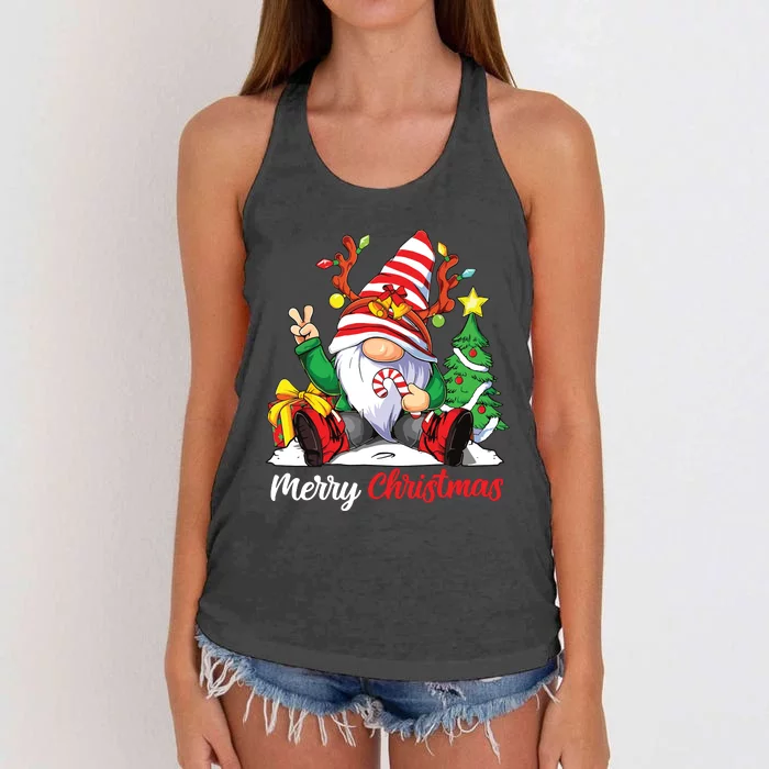 Merry Christmas Gnome Family Christmas Women's Knotted Racerback Tank