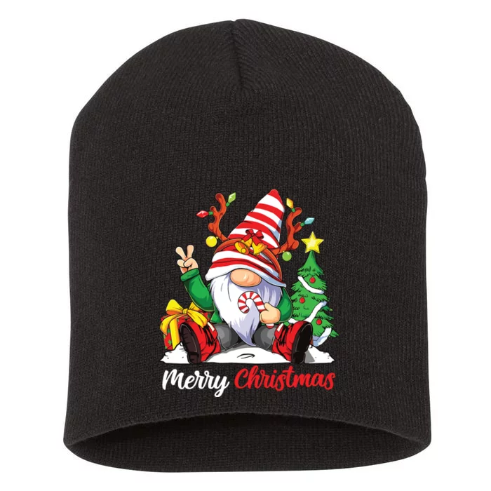 Merry Christmas Gnome Family Christmas Short Acrylic Beanie