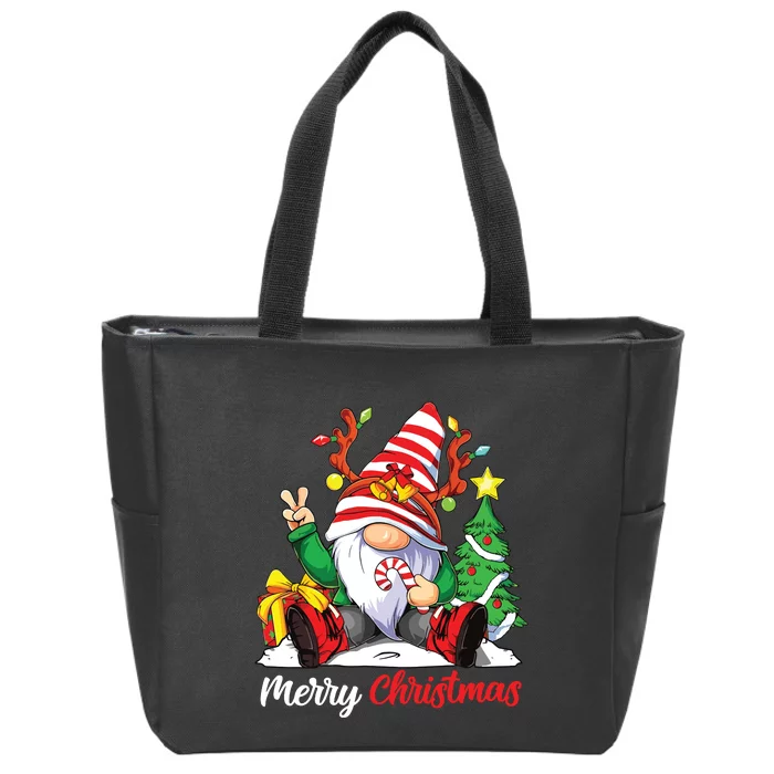 Merry Christmas Gnome Family Christmas Zip Tote Bag