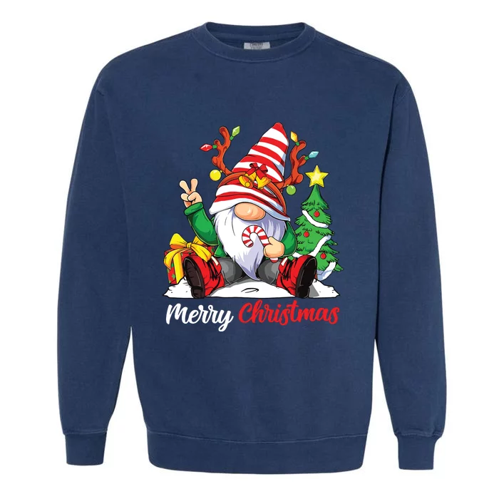 Merry Christmas Gnome Family Christmas Garment-Dyed Sweatshirt