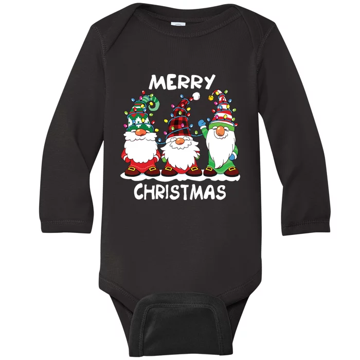 Merry Christmas Gnomes Xmas Family Baby Long Sleeve Bodysuit