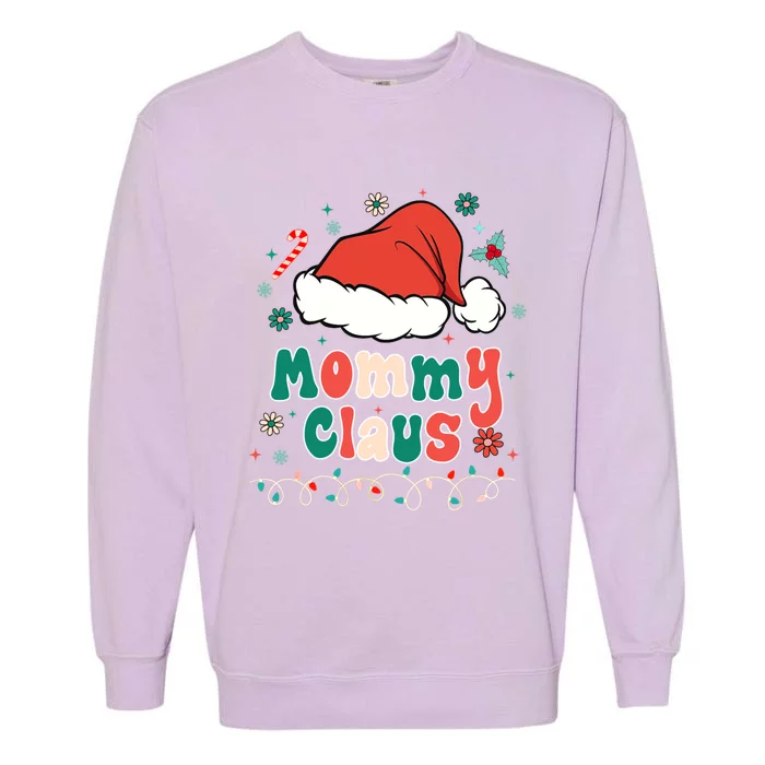 Mommy Claus Gift Groovy Christmas Pajamas For Family Cute Gift Garment-Dyed Sweatshirt