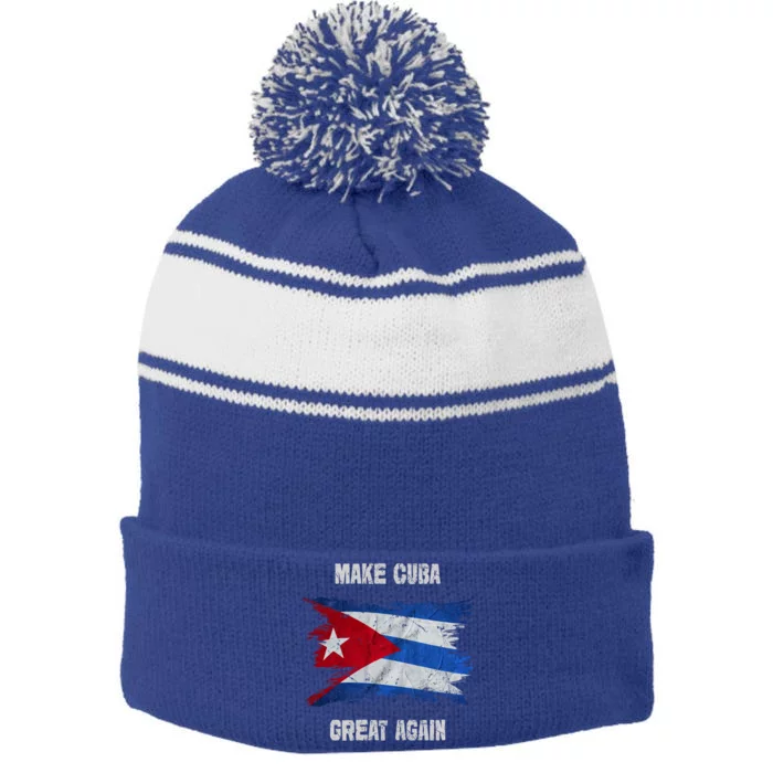 Make Cuba Great Again Free Cuba Sos Cuba Vintage Cuban Flag Cute Gift Stripe Pom Pom Beanie