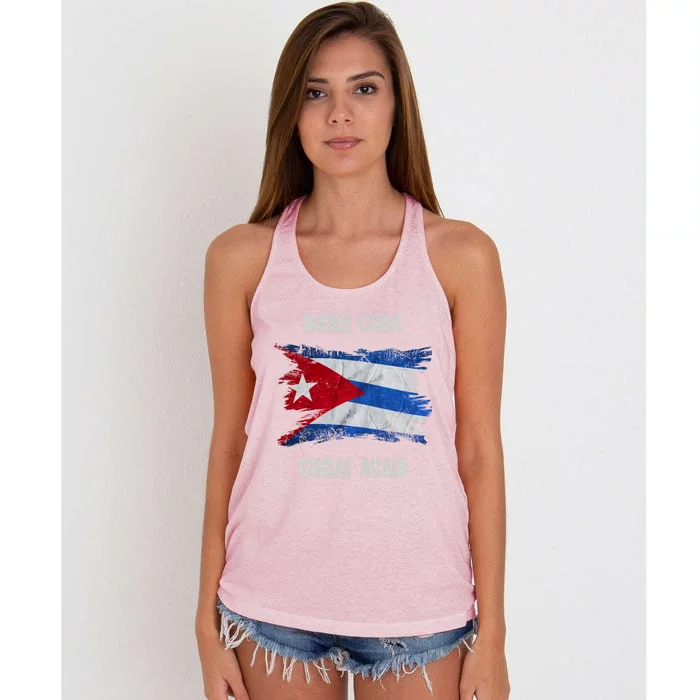 Make Cuba Great Again Free Cuba Sos Cuba Vintage Cuban Flag Cute Gift Women's Knotted Racerback Tank