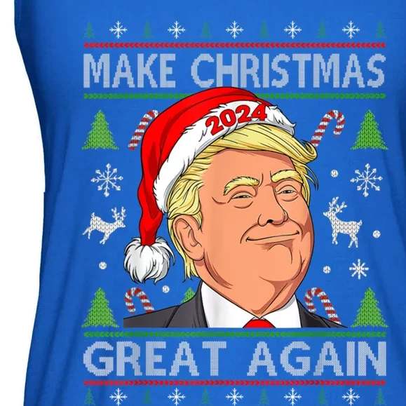 Make Christmas Great Again Funny Trump Ugly Christmas Gift Ladies Essential Flowy Tank